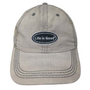 Life Is Good Slideback Hat Gray One Size Embroidered Spell Out 6 Panel